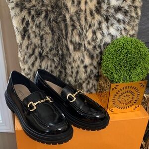 Alden Black Loafers with Gold Detailing